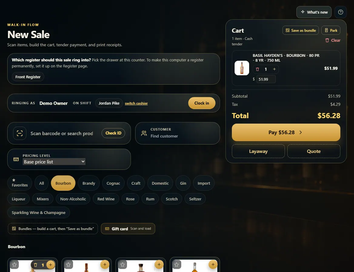 The cart with the Park button at the top.